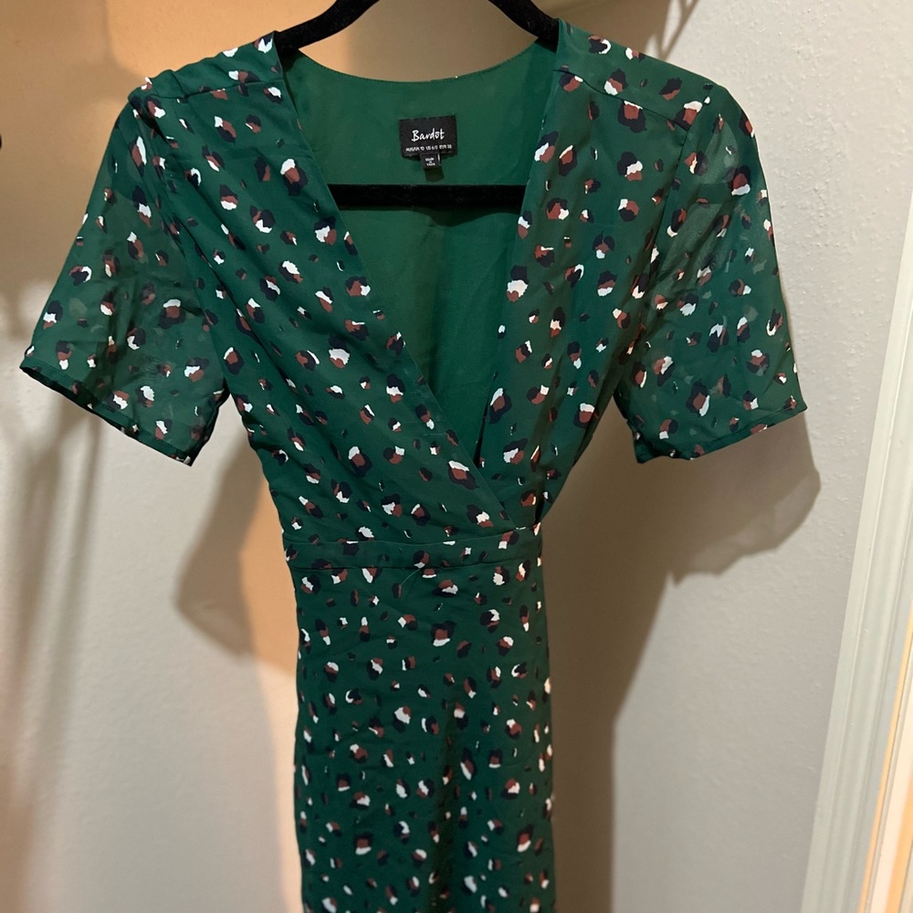 Leo Print Wrap Midi Dress